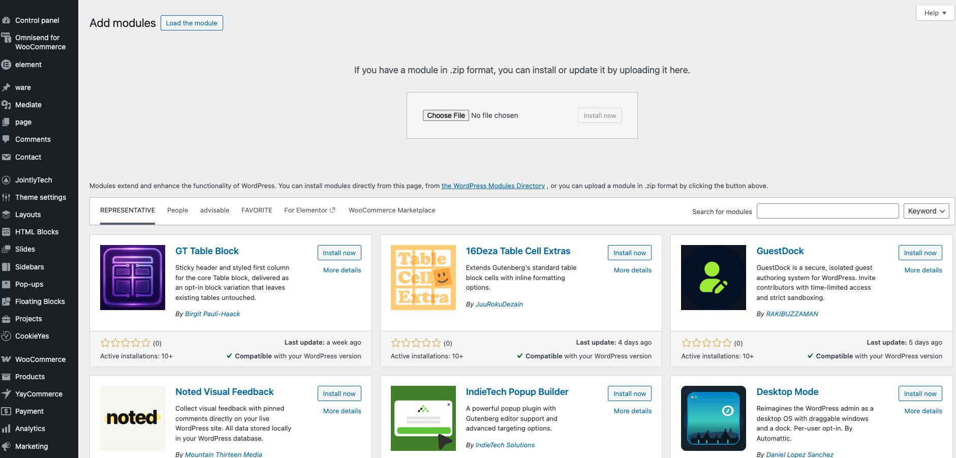 Ekran Plugins → Add New w panelu WordPress z wyróżnionym przyciskiem Upload Plugin