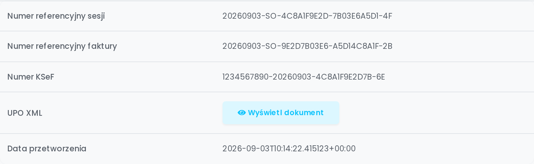 Sekcja Przekazywanie zamówienia przy zamówieniu w easySales, z udaną wysyłką do KSeF, numerem KSeF i pobraniem UPO